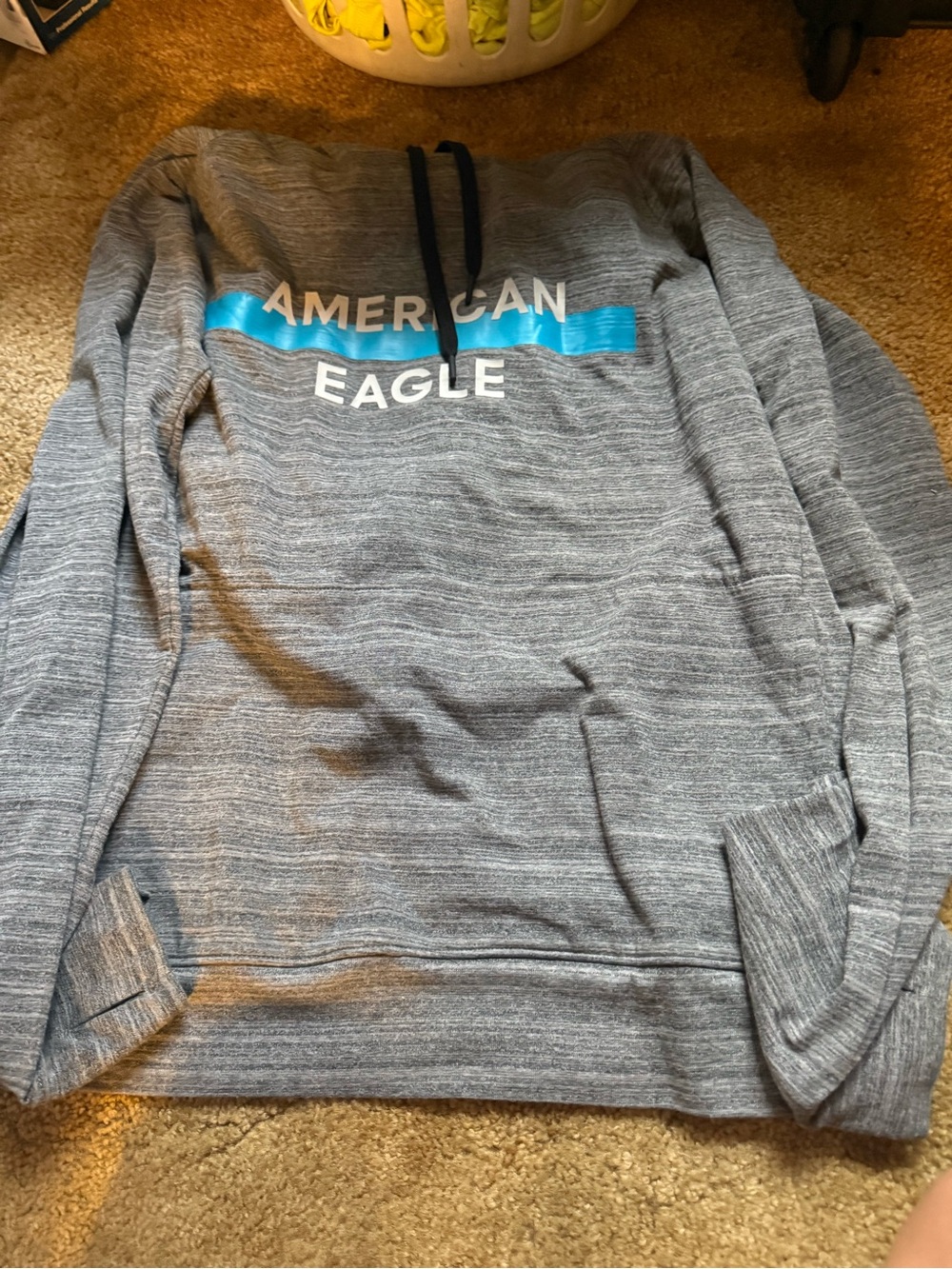American Eagle Outfitters Gray Hooded Sweatshirt with Blue Accent